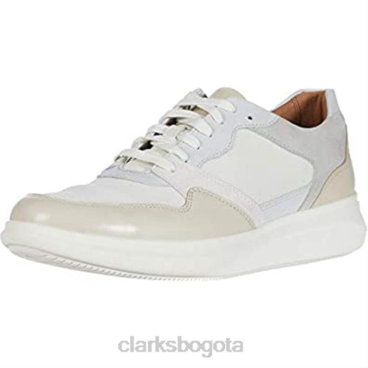 Clarks 0DX8L706 clarks un Globe run blanco/piedra cuero/texto combinado blanco piedra cuero texto combinado unisexo combi texto cuero piedra blanco