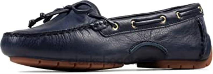 Clarks 0DX8L713 Clarks zapatos náuticos de cuero azul marino para mujer c mocc mujer cuero azul marino