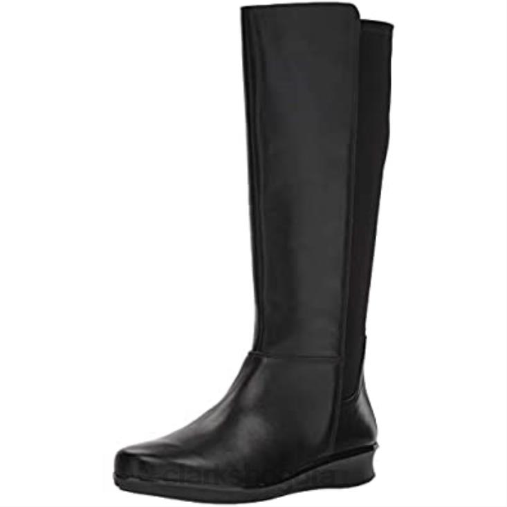 Clarks 0DX8L726 botas de moda mujer Hope Play negro cuero textil clarks mujer textil de cuero negro