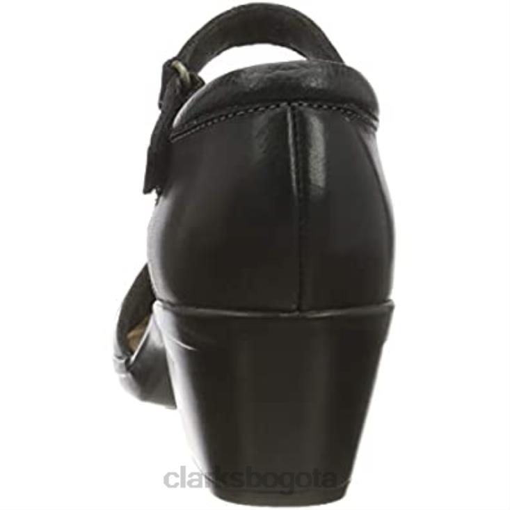 Clarks 0DX8L732 Sandalia tacón mujer combi piel negra emily daisy clarks mujer