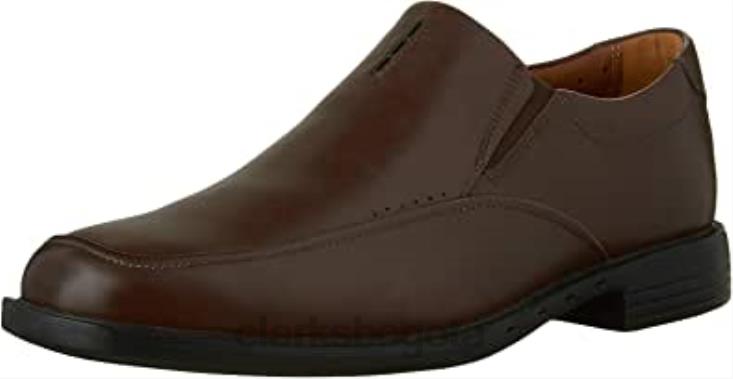 Clarks 0DX8L741 hombre unbizley lane vestido sin cordones de cuero oxfords clarks marrón hombres marrón
