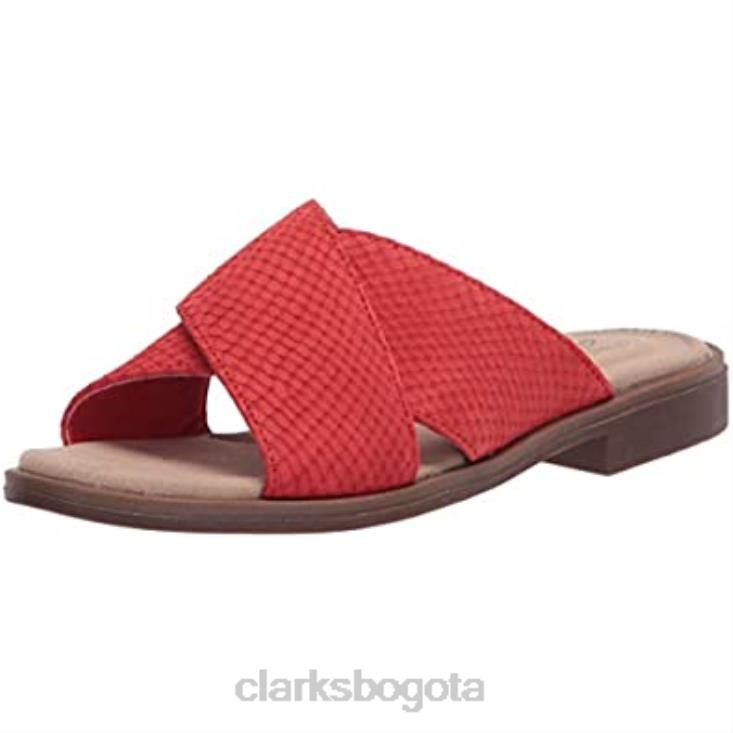 Clarks 0DX8L745 Sandalias Clarks Red Interest de ante para mujer Declan Ivy mujer gamuza de interés rojo
