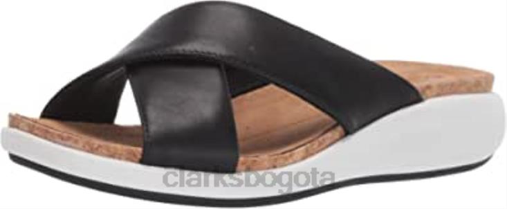 Clarks 0DX8L749 sandalias clarks un bali go slide para mujer de cuero negro mujer cuero negro