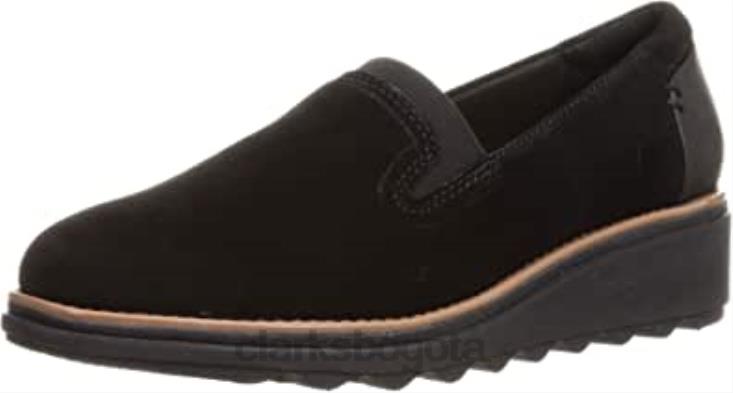 Clarks 0DX8L760 Mocasines sharon dolly de clarks world de gamuza negra con tostado oscuro para mujer mujer ante negro con mundo bronceado oscuro