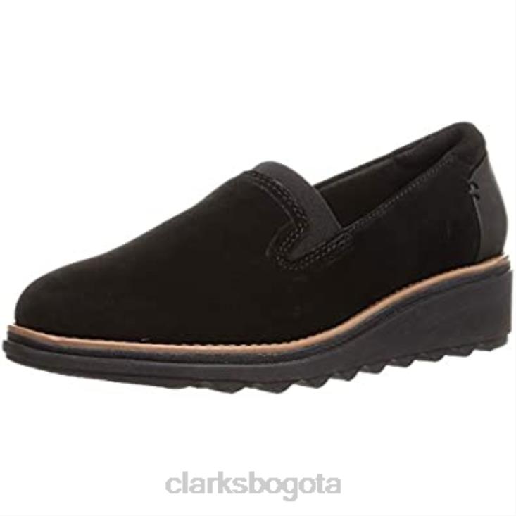 Clarks 0DX8L760 Mocasines sharon dolly de clarks world de gamuza negra con tostado oscuro para mujer mujer ante negro con mundo bronceado oscuro