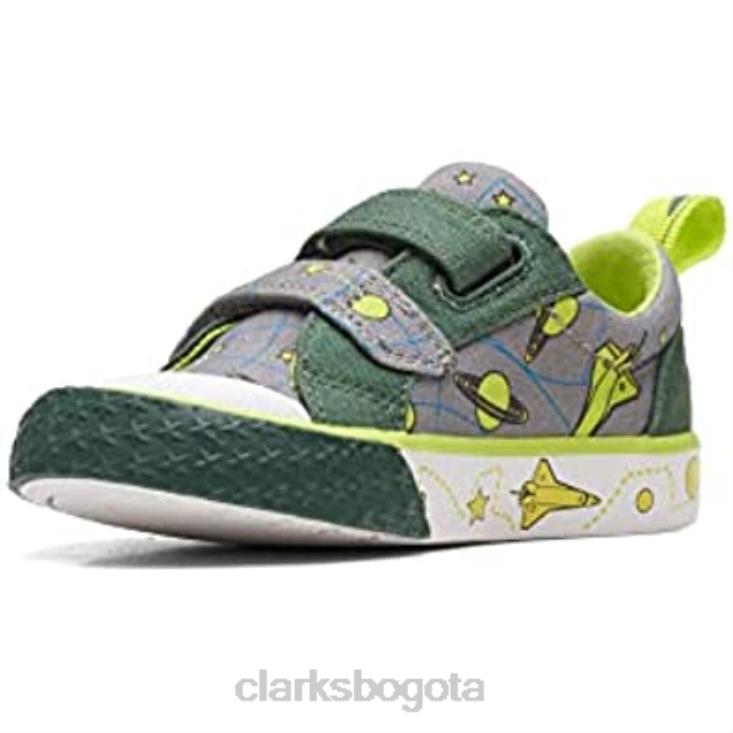 Clarks 0DX8L763 clarks foxing lo niño textil lona gris niños