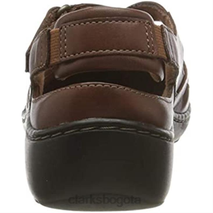 Clarks 0DX8L770 Mocasín Clarks Cora Dream para mujer combinación plana de cuero color canela mujer combinación de cuero tostado