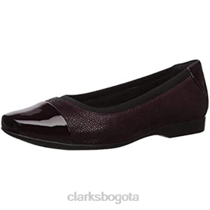 Clarks 0DX8L78 gorra un darcey para mujer ballet flat nobuk berenjena lthr combi clarks mujer berenjena nobuck lthr combi