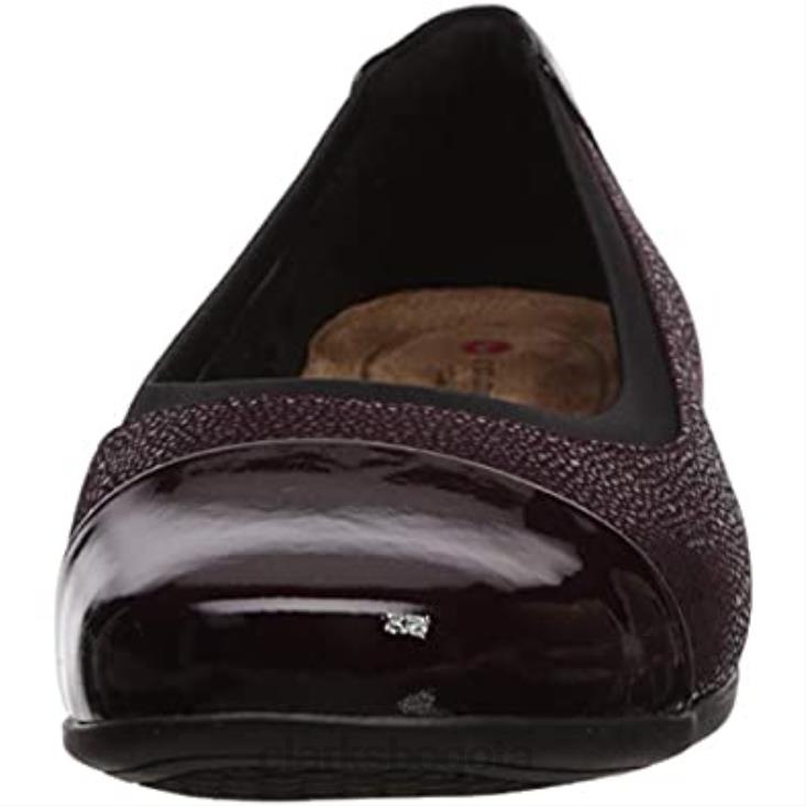 Clarks 0DX8L78 gorra un darcey para mujer ballet flat nobuk berenjena lthr combi clarks mujer berenjena nobuck lthr combi