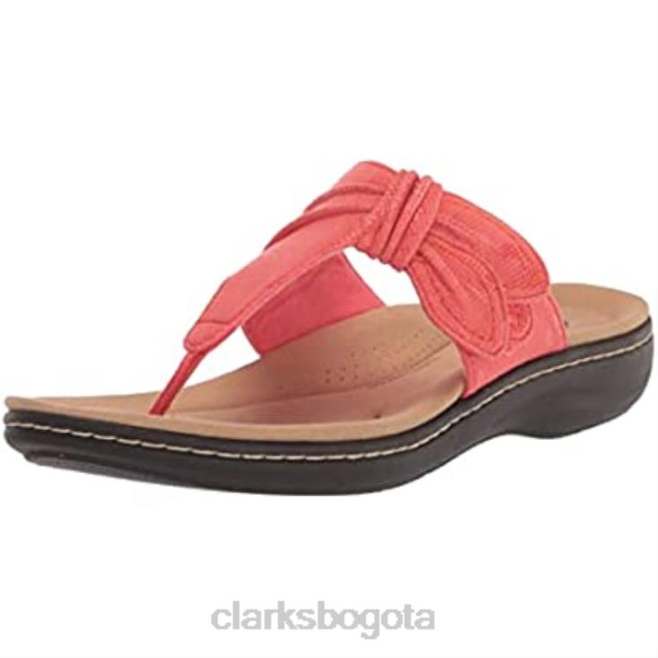 Clarks 0DX8L780 sandalia plana laurieann rae de mujer textil coral brillante clarks mujer
