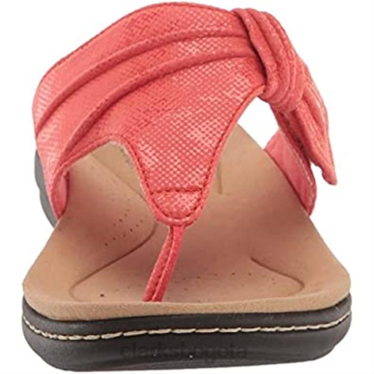 Clarks 0DX8L780 sandalia plana laurieann rae de mujer textil coral brillante clarks mujer