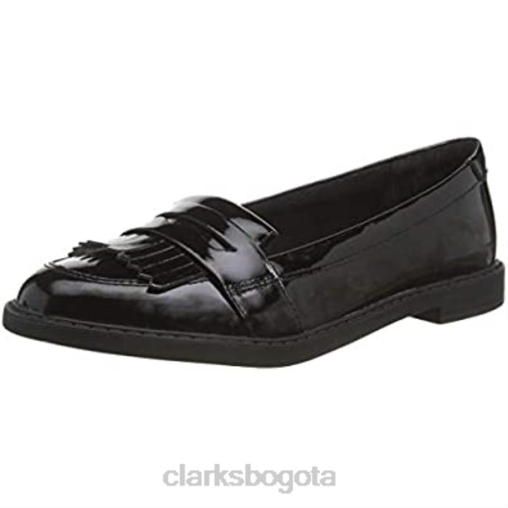 Clarks 0DX8L790 bailarinas draw brillo niña negro clarks niños palmadita negra palmadita negra