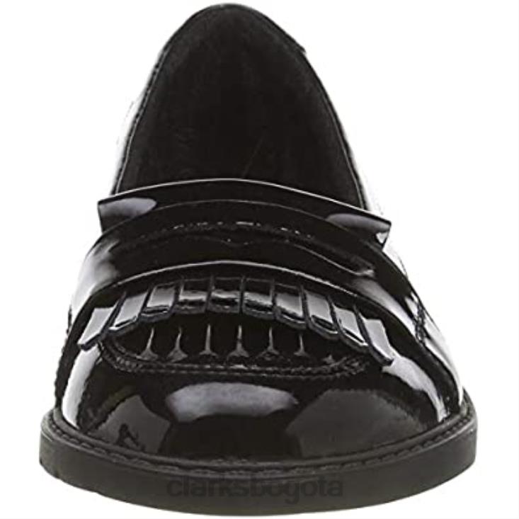 Clarks 0DX8L790 bailarinas draw brillo niña negro clarks niños palmadita negra palmadita negra
