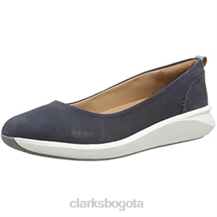 Clarks 0DX8L793 Mule clarks un rio vibe de nubuck azul marino para mujer mujer nubuck azul marino