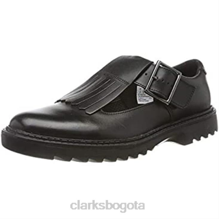 Clarks 0DX8L800 bailarinas de niña clarks asher verve y negras niños cuero negro cuero negro
