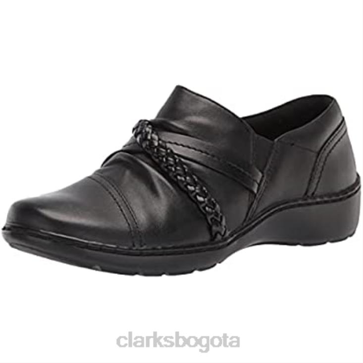 Clarks 0DX8L803 Mocasines Clarks Cora Braidshoe de piel negra para mujer mujer cuero negro