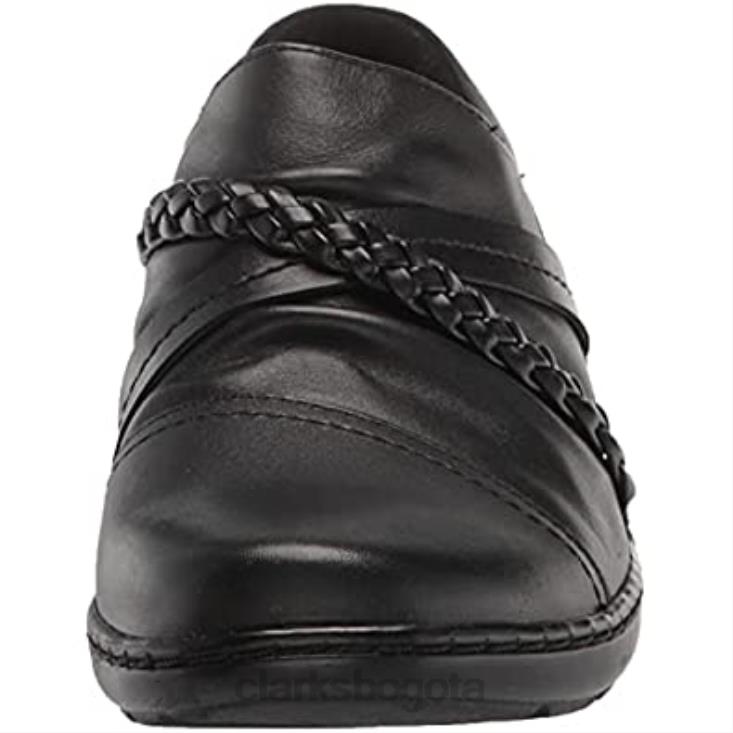Clarks 0DX8L803 Mocasines Clarks Cora Braidshoe de piel negra para mujer mujer cuero negro