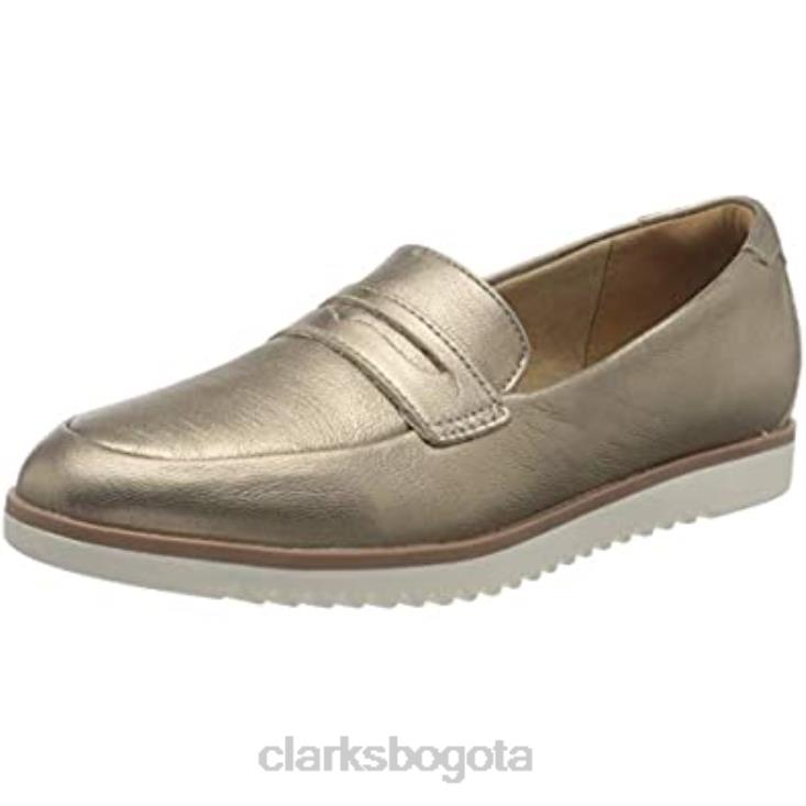 Clarks 0DX8L808 Mocasines planos clarks serena terri de piel metalizada para mujer mujer cuero metalizado