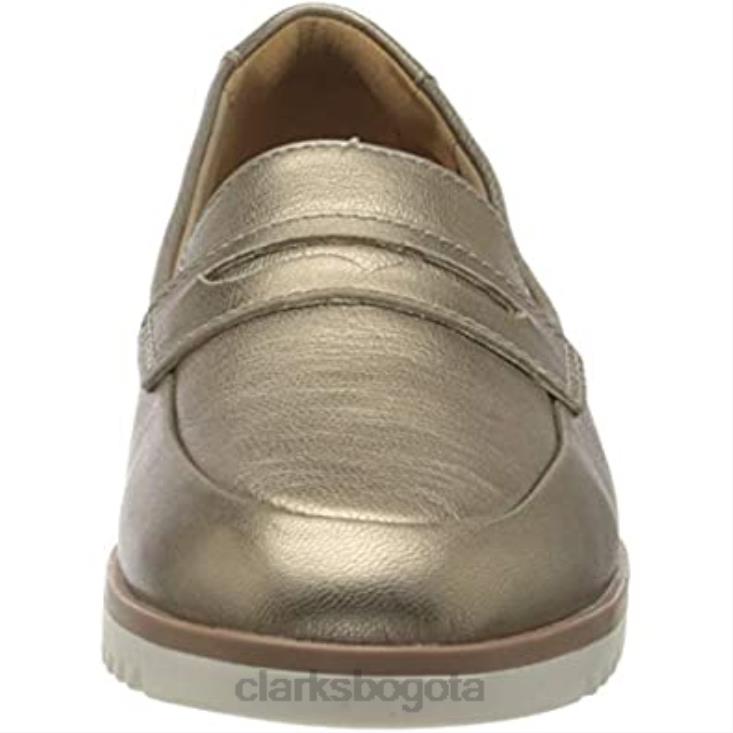 Clarks 0DX8L808 Mocasines planos clarks serena terri de piel metalizada para mujer mujer cuero metalizado