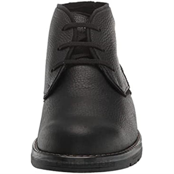 Clarks 0DX8L819 Botas chukka impermeables clarks morris peak de hombre con forro cálido de cuero caído negro hombres Forro cálido de cuero abatanado negro