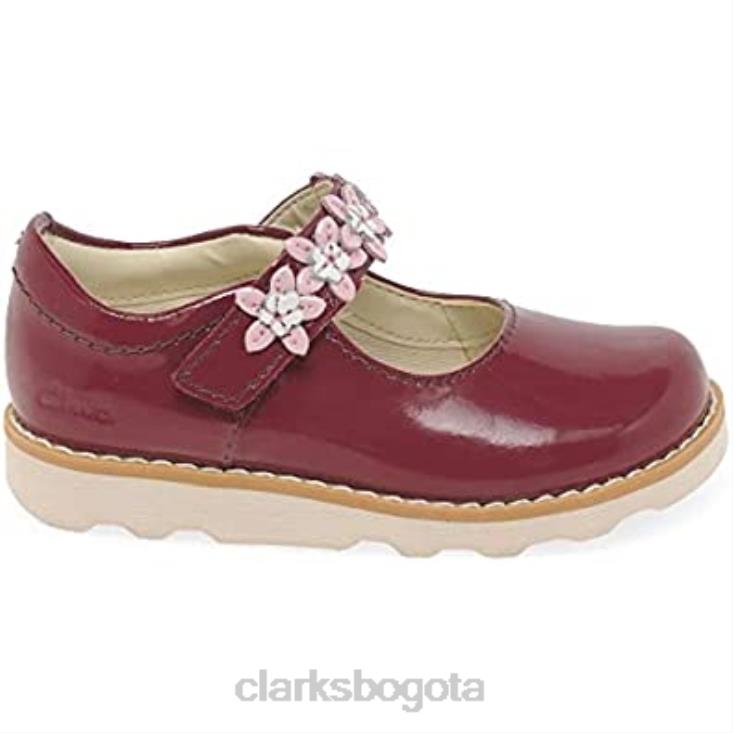 Clarks 0DX8L82 Clarks Crown Petal zapatos de cuero ceroso para niños pequeños cereza niños