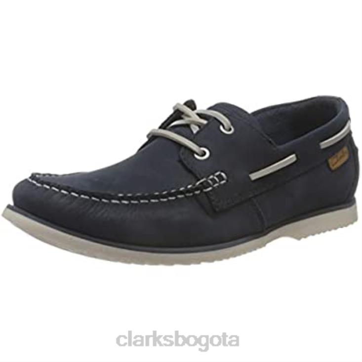 Clarks 0DX8L835 Zapato náutico de encaje noonan de clarks de nobuk azul marino para hombre hombres nubuck azul marino