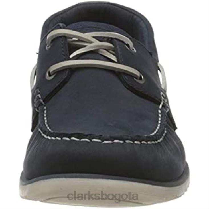 Clarks 0DX8L835 Zapato náutico de encaje noonan de clarks de nobuk azul marino para hombre hombres nubuck azul marino
