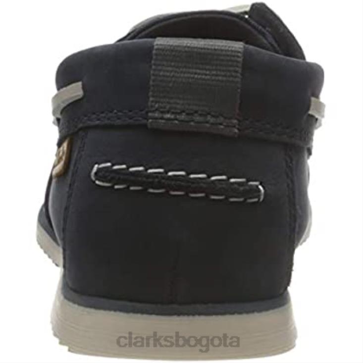 Clarks 0DX8L835 Zapato náutico de encaje noonan de clarks de nobuk azul marino para hombre hombres nubuck azul marino