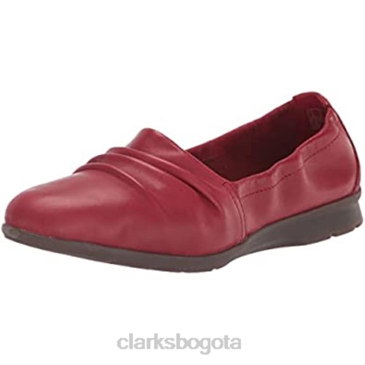 Clarks 0DX8L852 mocasines clarks jenette ruby ​​de mujer de piel roja mujer cuero rojo