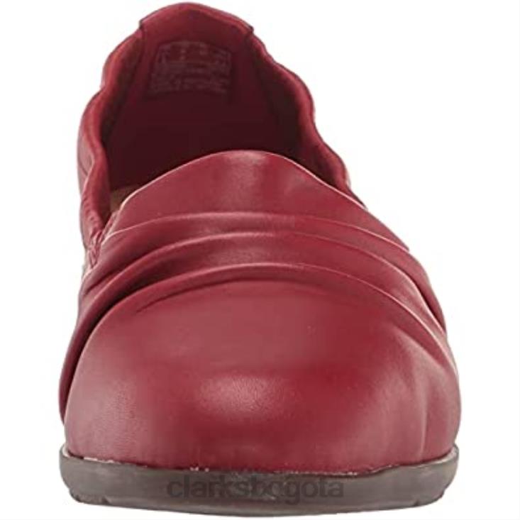 Clarks 0DX8L852 mocasines clarks jenette ruby ​​de mujer de piel roja mujer cuero rojo