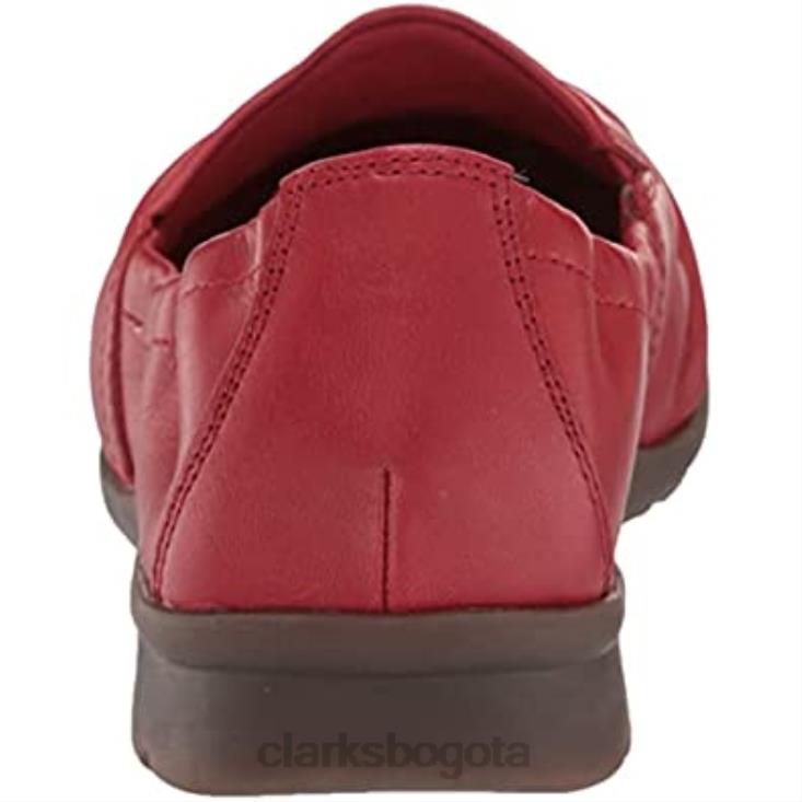 Clarks 0DX8L852 mocasines clarks jenette ruby ​​de mujer de piel roja mujer cuero rojo