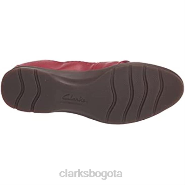 Clarks 0DX8L852 mocasines clarks jenette ruby ​​de mujer de piel roja mujer cuero rojo