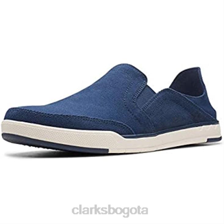 Clarks 0DX8L867 Mocasines de lona azul marino de clarks step isle row para hombre hombres lona azul marino lona azul marino