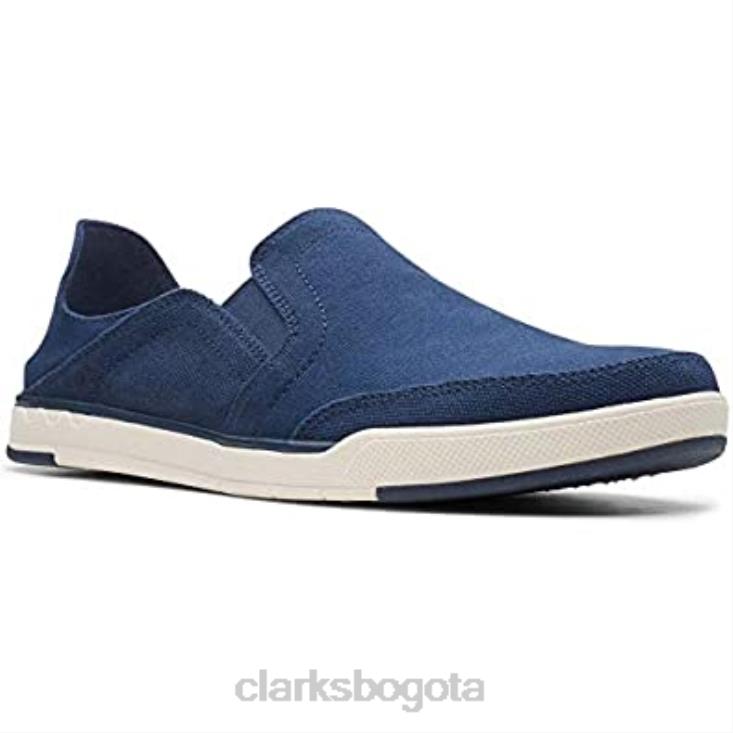 Clarks 0DX8L867 Mocasines de lona azul marino de clarks step isle row para hombre hombres lona azul marino lona azul marino