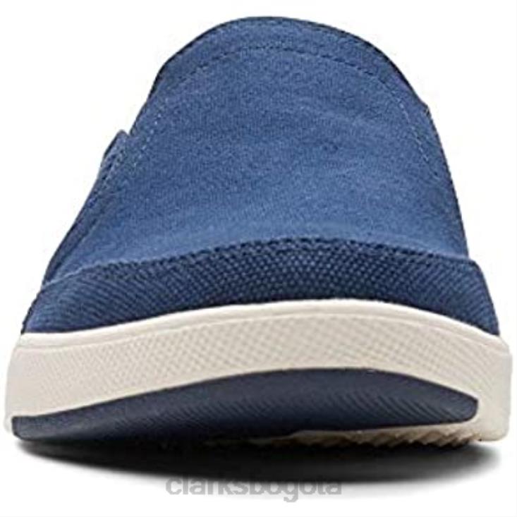 Clarks 0DX8L867 Mocasines de lona azul marino de clarks step isle row para hombre hombres lona azul marino lona azul marino
