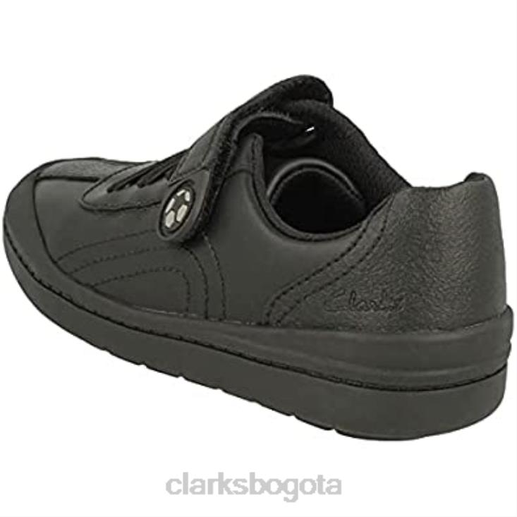 Clarks 0DX8L869 rock pass zapatos de cuero para niños pequeños clarks extra negros niños