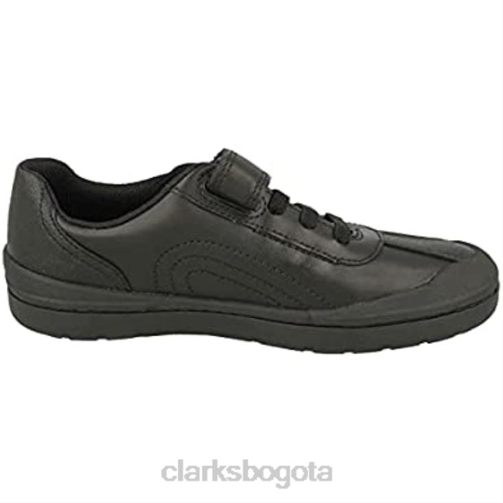 Clarks 0DX8L869 rock pass zapatos de cuero para niños pequeños clarks extra negros niños