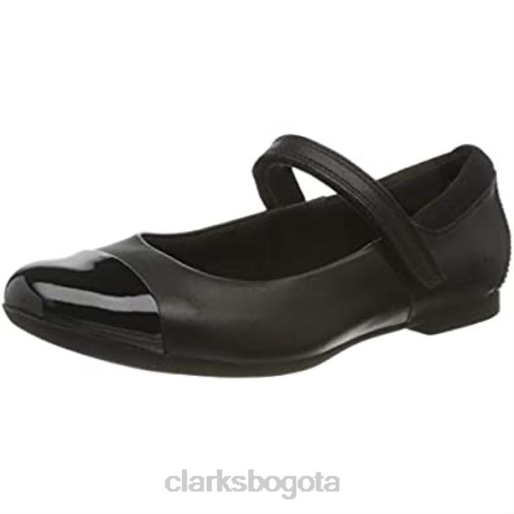 Clarks 0DX8L875 bailarinas de niña clarks scala gem k negras niños cuero negro cuero negro