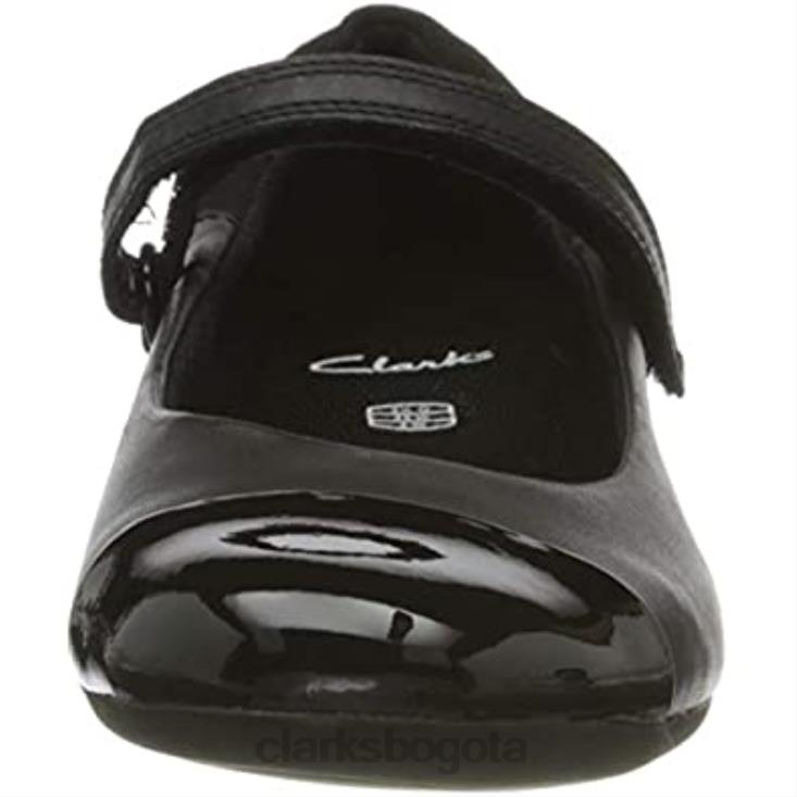 Clarks 0DX8L875 bailarinas de niña clarks scala gem k negras niños cuero negro cuero negro