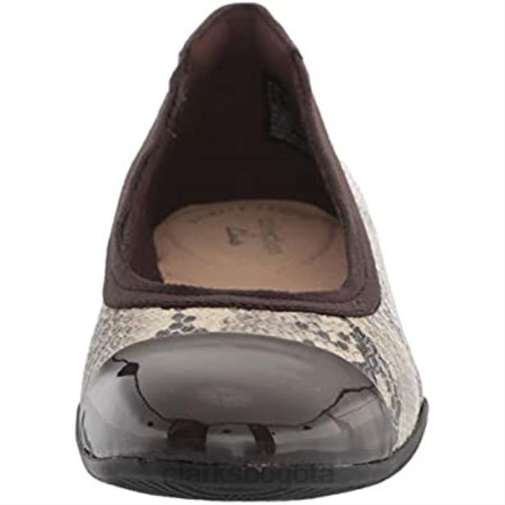Clarks 0DX8L894 bailarinas de mujer sara orquídea color topo charol de serpiente combi clarks mujer combi charol serpiente topo
