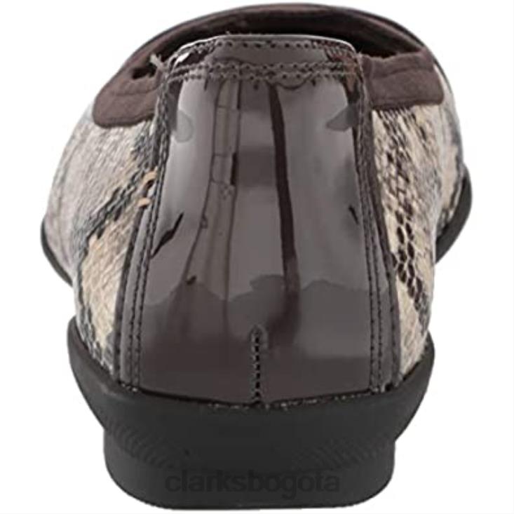 Clarks 0DX8L894 bailarinas de mujer sara orquídea color topo charol de serpiente combi clarks mujer combi charol serpiente topo