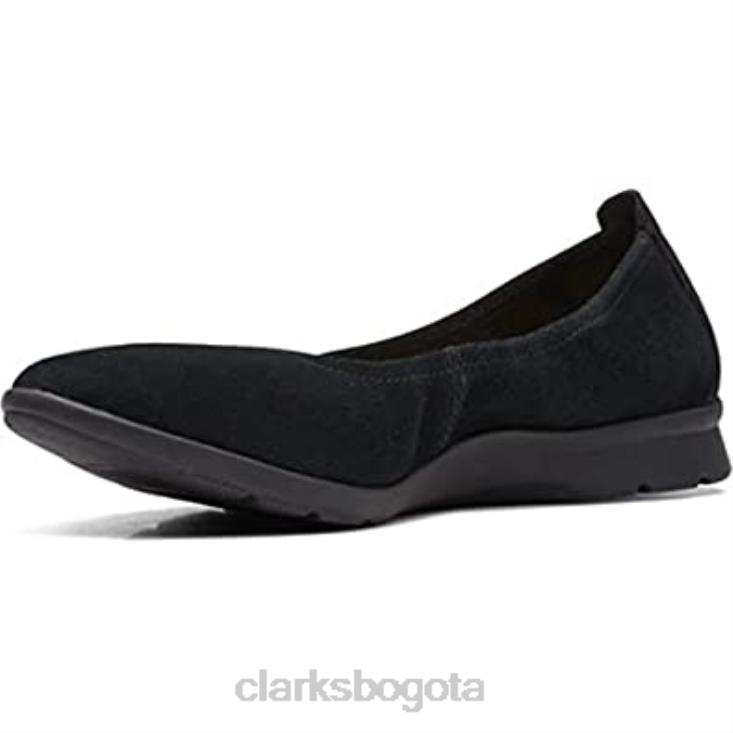 Clarks 0DX8L9 Bailarinas Clarks Jenette Easy de ante negro para mujer mujer