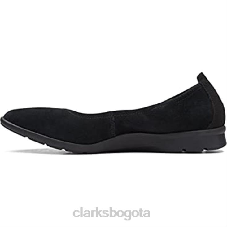 Clarks 0DX8L9 Bailarinas Clarks Jenette Easy de ante negro para mujer mujer