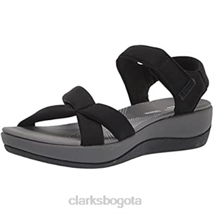 Clarks 0DX8L926 sandalia con cuña arla gracie para mujer textil negro clarks mujer textil negro