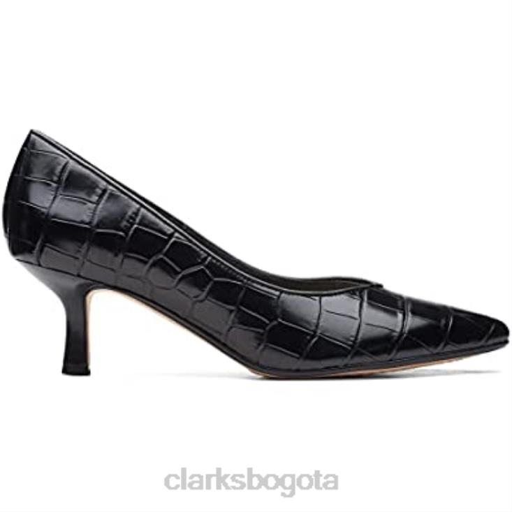 Clarks 0DX8L952 Zapatos de salón mujer clarks violeta 55 court negro piel cocodrilo mujer