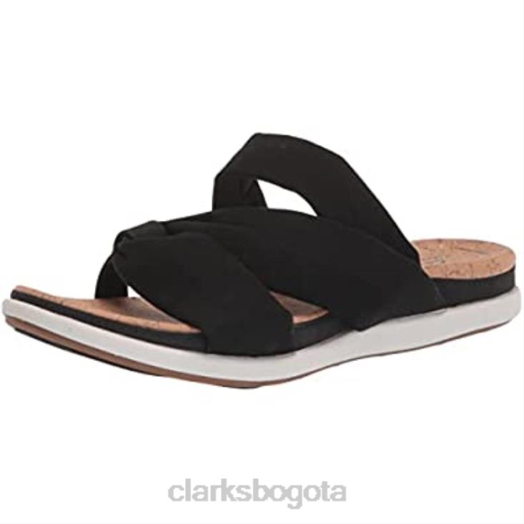 Clarks 0DX8L955 Sandalia clarks eliza skip slide de tela negra para mujer mujer textil negro