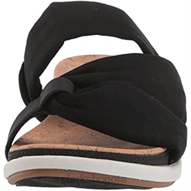 Clarks 0DX8L955 Sandalia clarks eliza skip slide de tela negra para mujer mujer textil negro