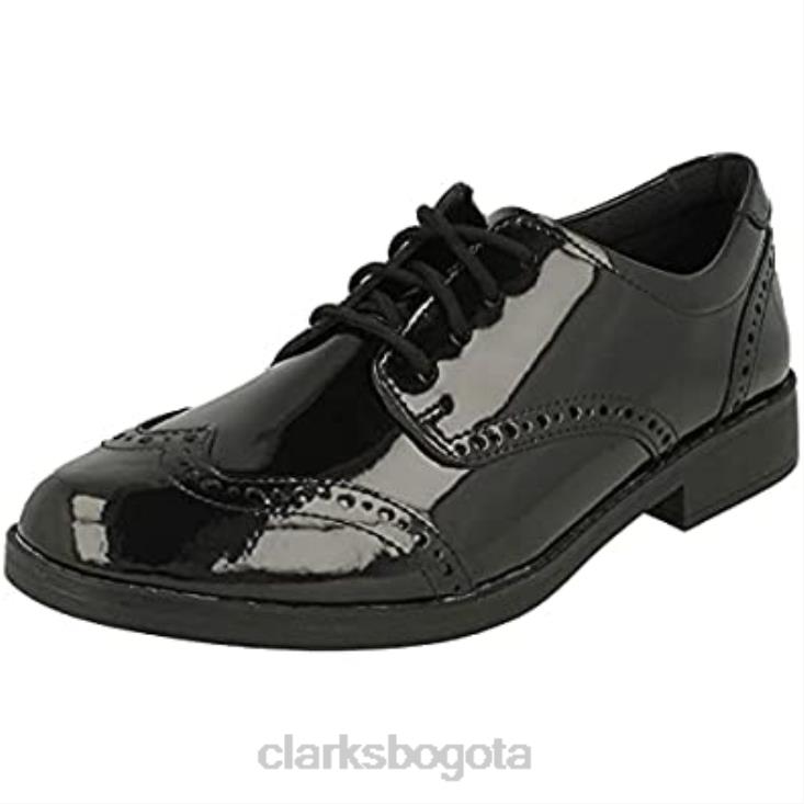 Clarks 0DX8L956 zapatos juveniles de charol aubrie craft clarks negros unisexo