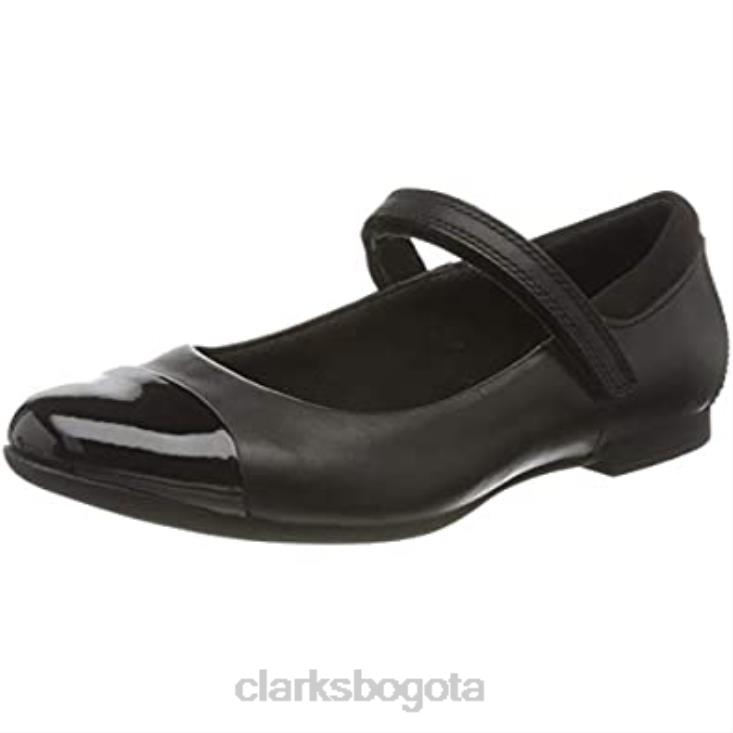 Clarks 0DX8L997 bailarinas de niña scala gem y clarks cuero negro niños cuero negro
