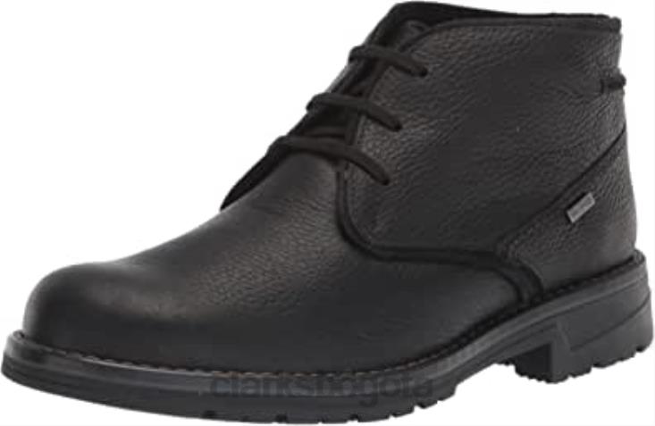 Clarks 0DX8L819 Botas chukka impermeables clarks morris peak de hombre con forro cálido de cuero caído negro hombres Forro cálido de cuero abatanado negro